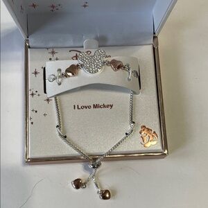 Disney Silver and Rose Gold Mickey Bracelet